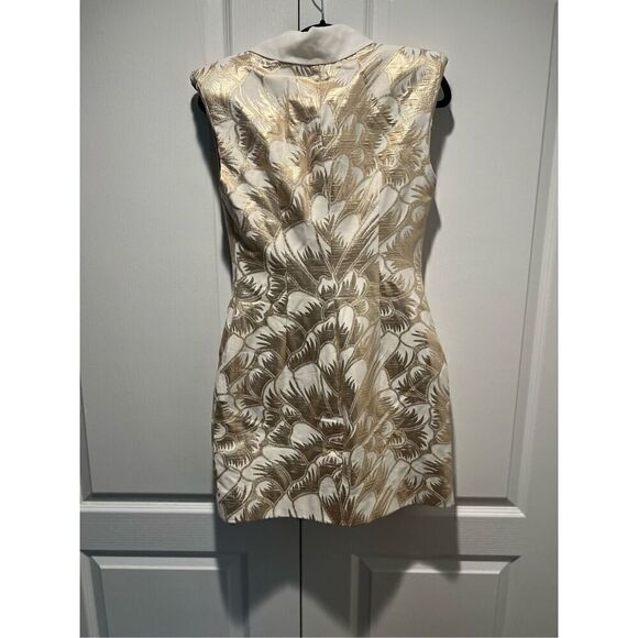 LACE The Label Gold Brocade Cape Sleeve Blazer Mini Dress Size S NWT$490 - Picture 5 of 8
